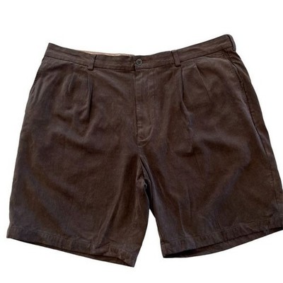 Tommy Bahama Silk Blend Brown Shorts Size 40 Summer Beach Tropical Pleated Retro