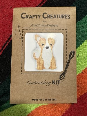Crafty Creatures Embroidery Kit Puppy Corgi Dog Stuffy Tillman