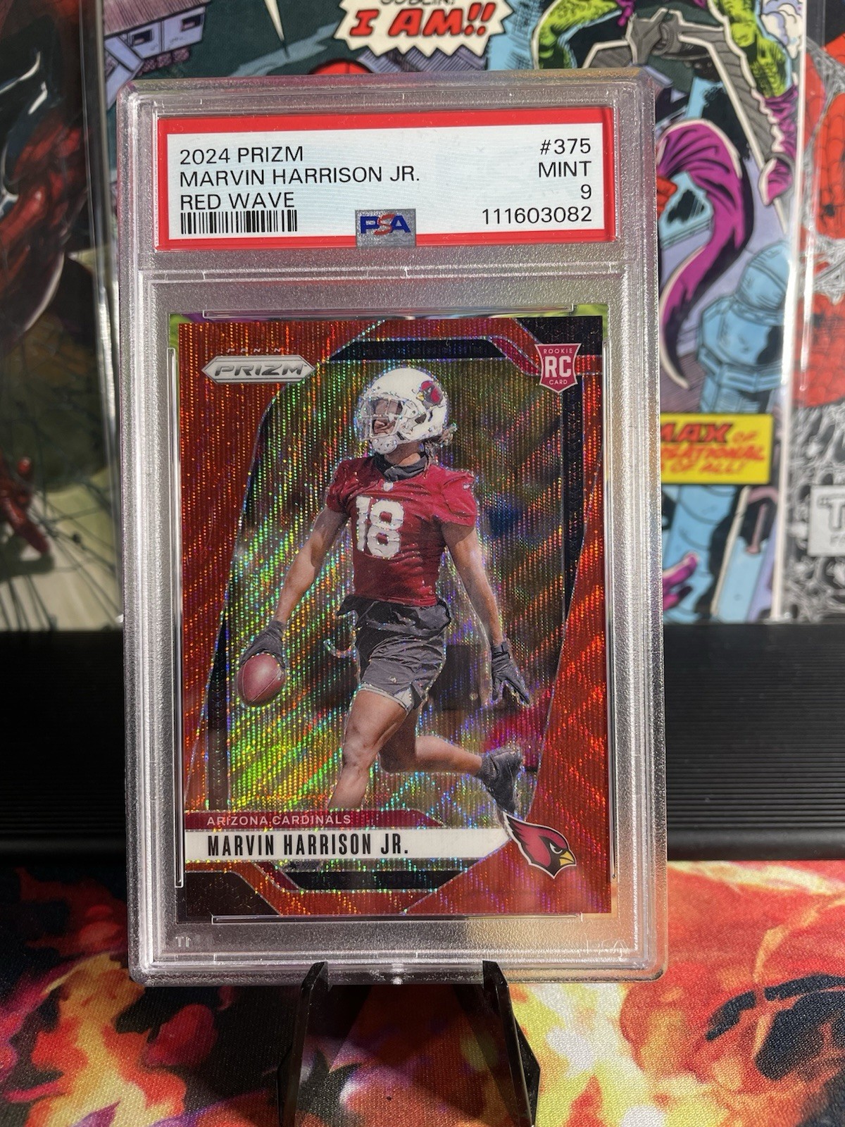 2024 Panini Prizm Rookies Marvin Harrison Jr. #375 Red Wave Prizm /149 (RC) PSA9