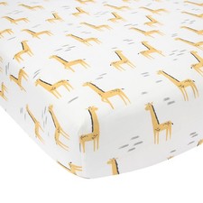 Lambs  Ivy Signature Giraffe Organic Cotton Fitted Crib Sheet - White/Yellow