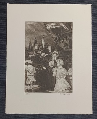 RARE 1940 Minna Wright CITRON Etching ''STATEN ISLAND FERRY'' Hand Signed & #  