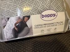 Boppy Cuddle Pregnancy Pillow C-Shape Gray White Machine Washable