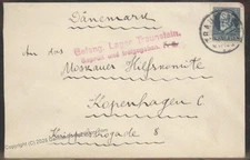 Germany 1916 WWI Traunstein Bavaria POW Moscow Red Cross Copenhagen Cover 106183
