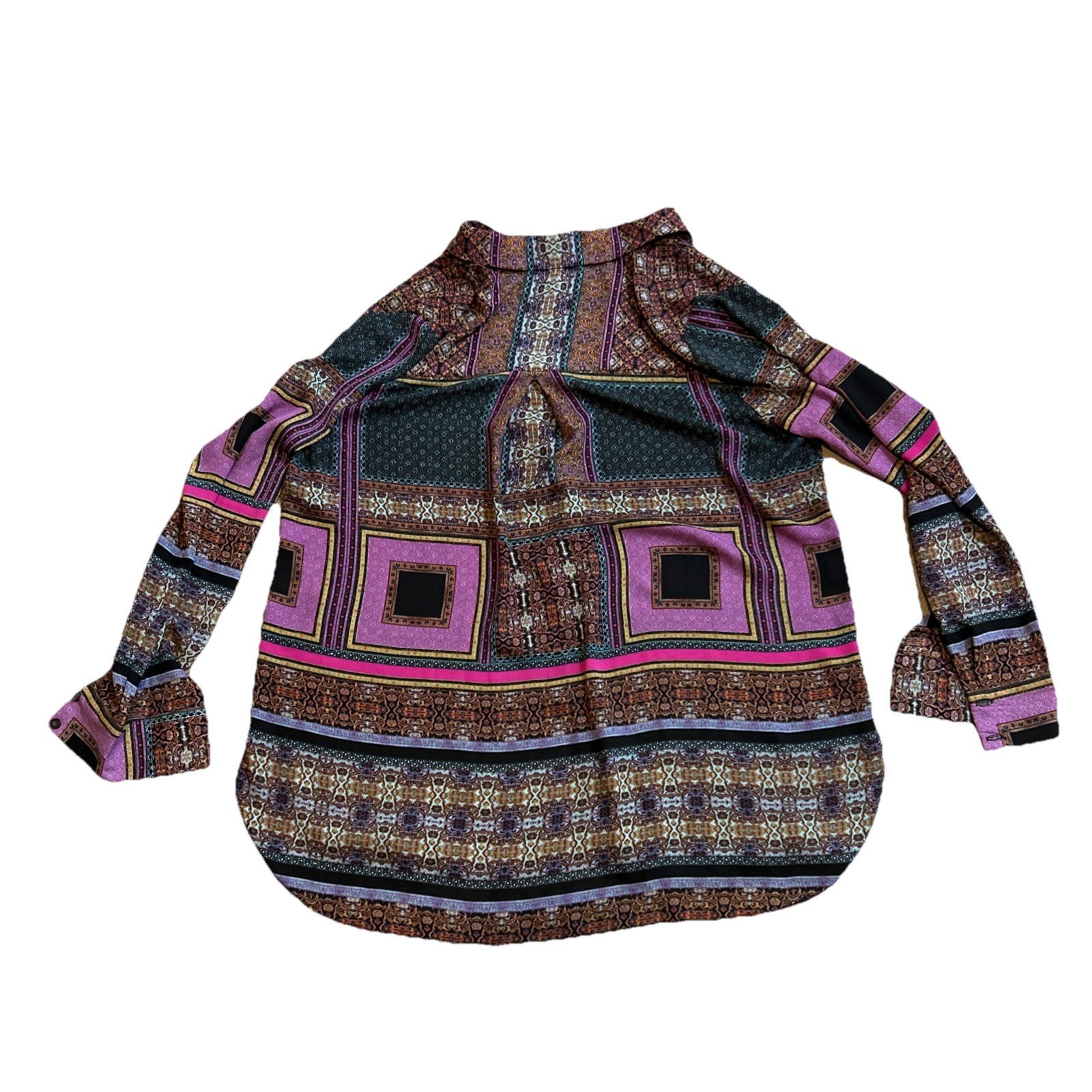 Rose & Olive Multicolored Patchwork Print Lightwe… - image 1