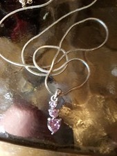 Three Diamond Heart 10k White Gold Necklace With Pendant