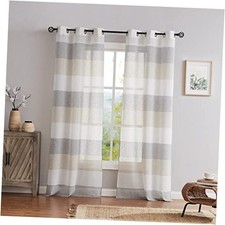 Gray Tan Stripe Sheer Color Block Window 40"W x 63"L Pack of 2 Gray/Tan