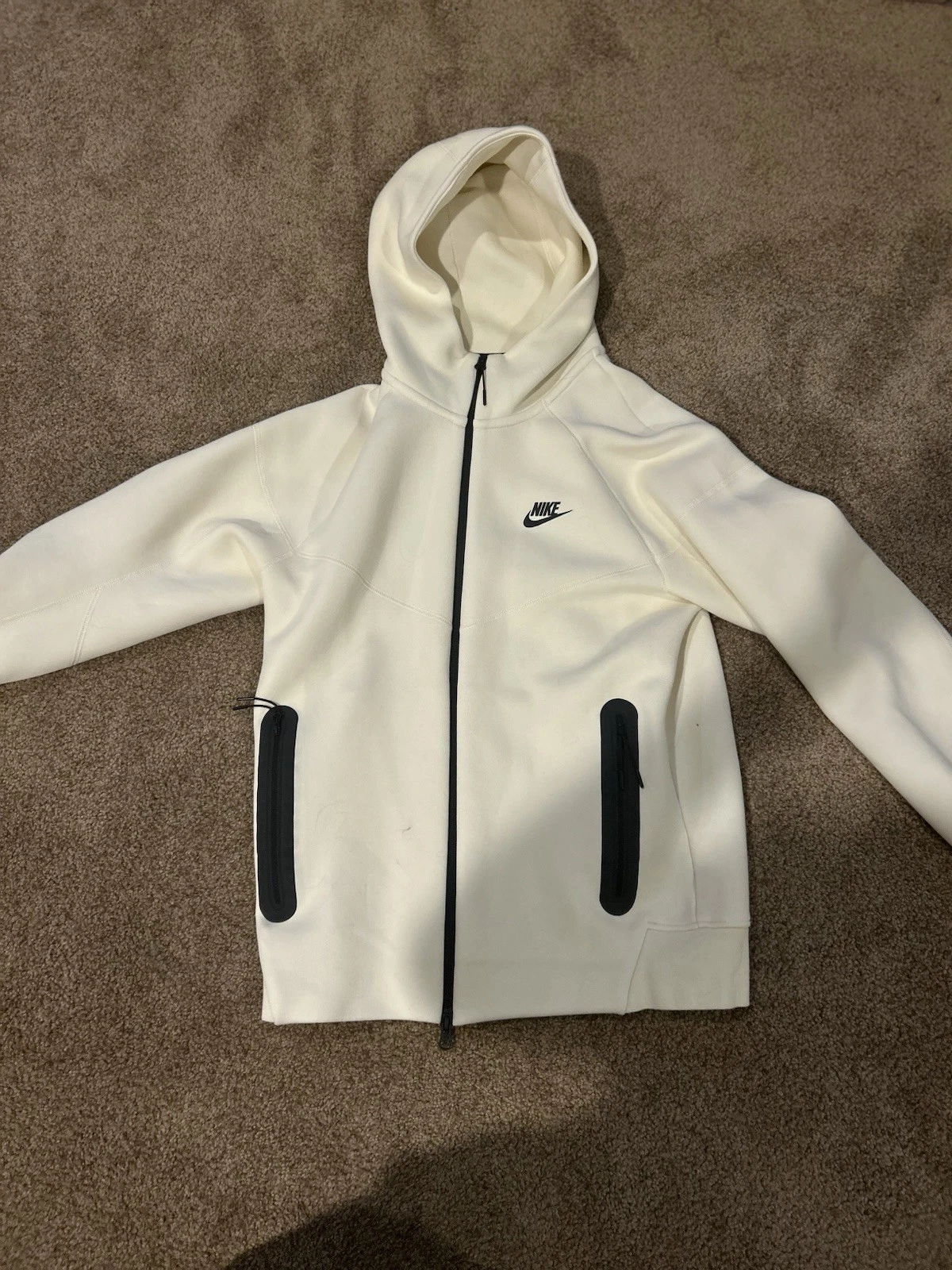 Nike Men's Tech Fleece Full-Zip Windbreaker Hoodie Cream, Size Small