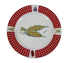 Tabletops Unlimited Fresh Vegetables Corn Red Rim 10 3/4" Dinner Plate