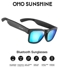 Wireless Audio Smart Glasses Black Bluetooth Sunglasses Blue Polarized Lenses