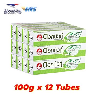 Twin Lotus Dok Bua Ku Original Natural Extract Herbal Toothpaste 100g x 12 Tuben