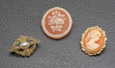 Vintage Lot of 3 Cameo 1 Signed Avon Brooch &...