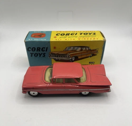 Vintage Corgi Toys 220 Chevrolet Impala Pink In Original Box
