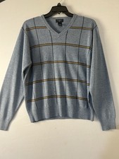 Dockers Mens Sweater Blue Size Large Long Sleeve V-Neck Acrylic Golf