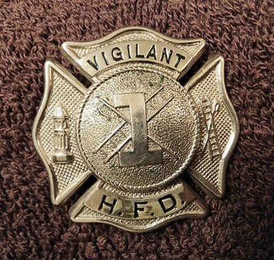 ANTIQUE NJ Hook Ladder Vigilant 1 Fire Department Badge CG BRAXMAR 1910 to 1930