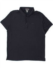 CALVIN KLEIN Mens Polo Shirt Large Navy Blue Cotton AL07