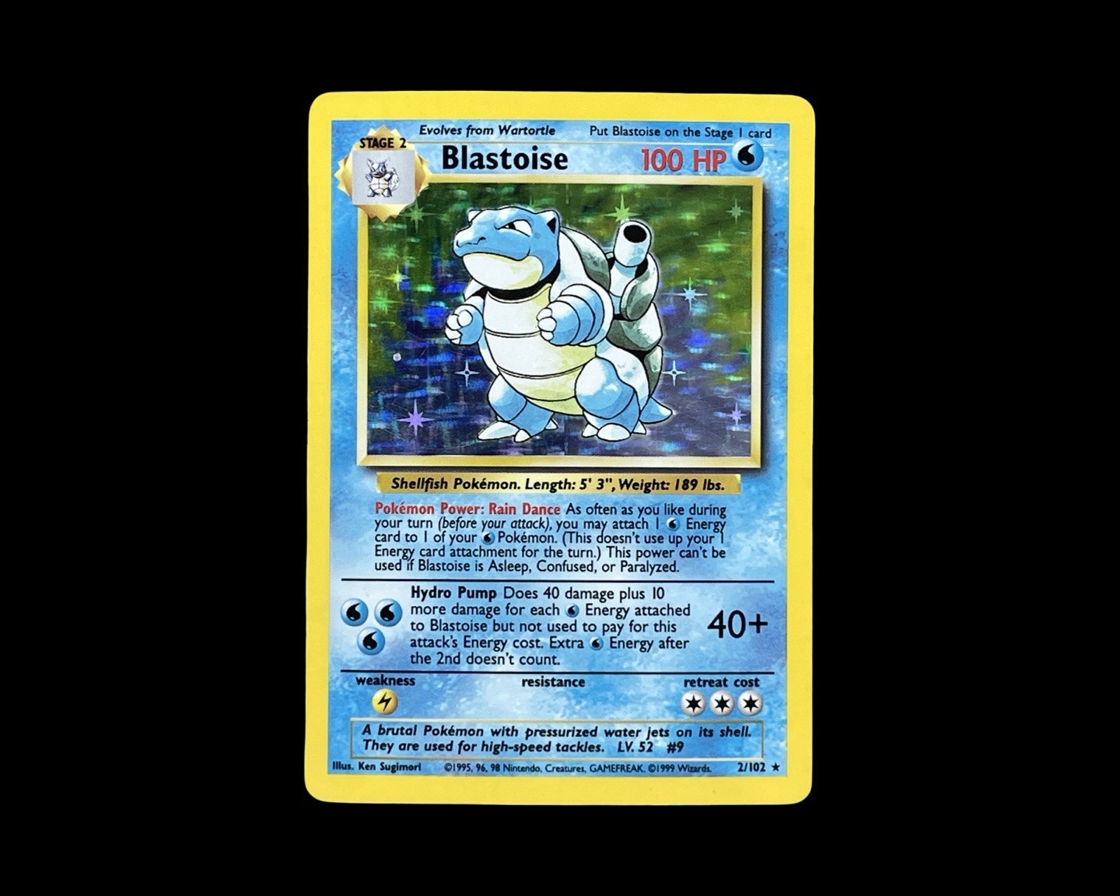 Pokemon Blastoise 2/102 Holo Rare Base Set 1999 Pokémon Card