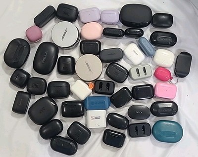 Mixed Lot Of 50 Wireless Earbuds Charging Cases Untested  FOR PARTS ONLY #117