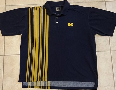 Vtg 90s University Of Michigan Striped Polo Shirt XXL Boxy College Football PE
