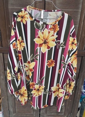 Silhouette Women's Plus Size Print Blouse Size 3X Floral Fall Colors Long Sleeve
