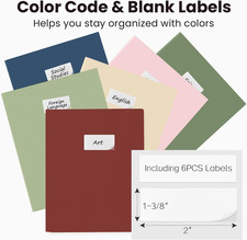 6 Pack Folders with Pockets Plastic Pocket Folders with Extra Labels Retro Color