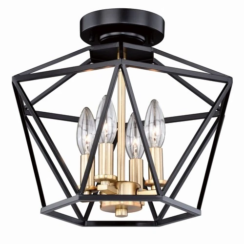 Turin 4-Light Semi-Flush Mount in Industrial and Geometric Style 11.75 Inches - Picture 1 of 5