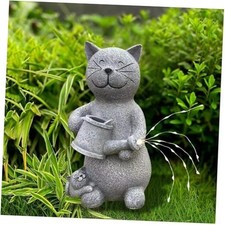 Solar Cat Outdoor Garden Statues:Cat Figurines with LED for Yard Patio Balcony