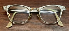 Vintage Art Craft Cat Eye Womens Eyeglasses Mauve Pink Floral Etched 4 1/4 5 1/2
