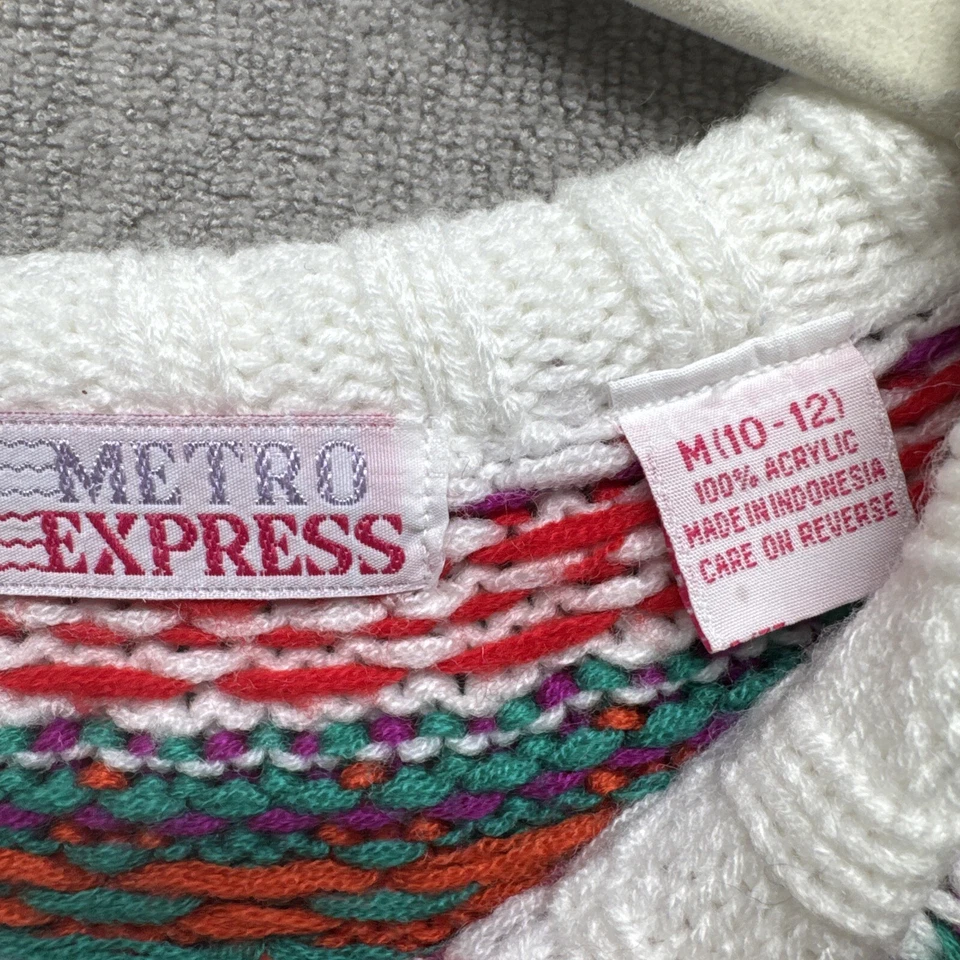 Suéter Vintage Años 80 Metro Express Niñas M 10-12 Rojo Pullover Floral Casa de Campo Foto 4 de 4