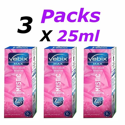 VEBIX MAX DEO CREAM MYSTIC FOR WOMEN ( 3 Packs X 25ml )