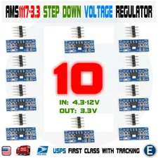 10pcs AMS1117-3.3 3.3V Step-Down Linear Voltage Regulator Module 6-12V in 3.3V