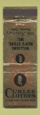 Matchbook Cover - Curlee Men's Clothes Williams Denver Colorado WEAR