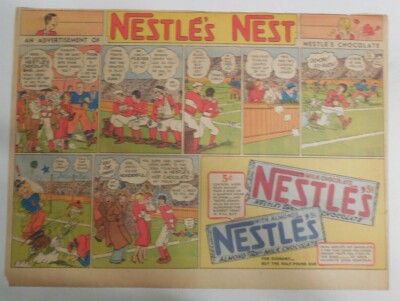 Nestle's Chocolate Bars Ad: Featuring Nestle's Nest ! from 1930's 11 x 15 inches