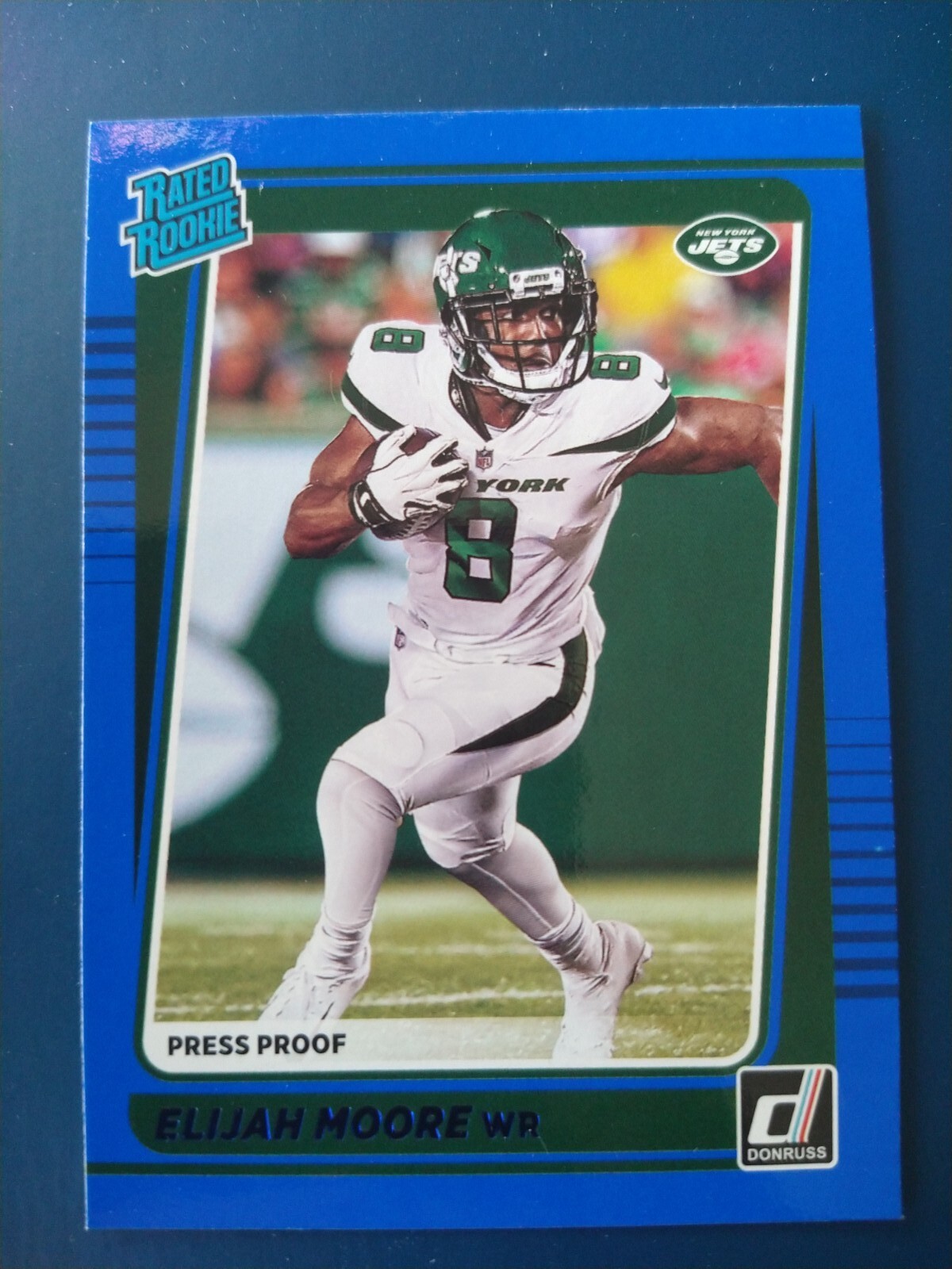 2021 Donruss Press Proof BLUE Elijah Moore #271 New York Jets Rated Rookie RC