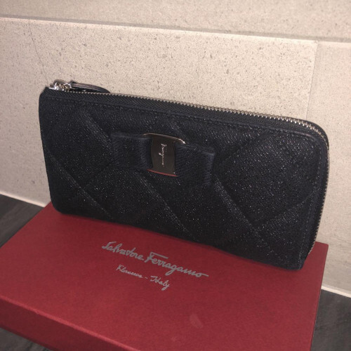 Salvatore Ferragamo Black Leather Long Zip Around Wallet 2610