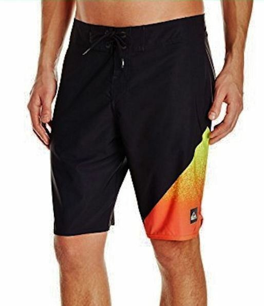 black and orange swim trunks