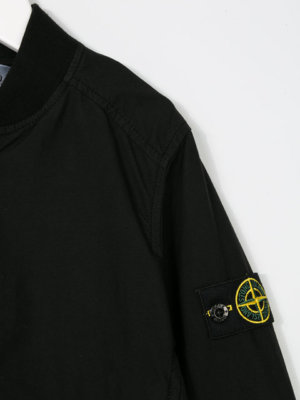 Stone Island Junior Boys plaque bomber Jacket in black Stone Island Junior Boys plaque bomber Jacket in black