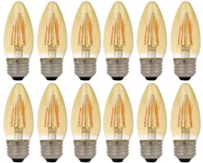 (12 bulbs) SYLVANIA 79721 Vintage chandelier LED Light Bulb, Efficient 4 Watts,