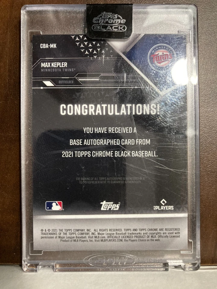 2021 Topps Chrome Black Autograph Refractor #CBA-MK Max Kepler /150  BB01R01A - Image 2 of 2