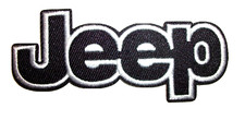 Jeep~Embroidered Patch~Black and White @ 3 1/4" x 1 1/2"~Iron or Sew On