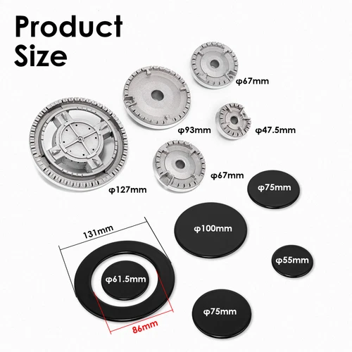 5PCS/Set Cooker Hat Set Stove Lid Upgraded Flame Cap Fit Sαbaf Gas Stove Burners - Picture 3 of 11