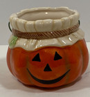 Greenbrier Ceramic Orange Pumpkin Jack O' Lantern Candy Dish 3.5"