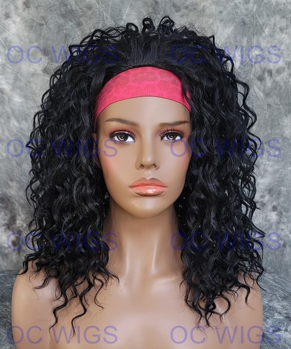 Volume Added Medium Spiral Curly Heat OK Human Hair Blend 3/4 Wig Black