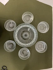 Arcoroc France Serving Bowl And 6 Individual Bowls Starburst Design