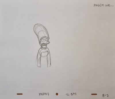 Simpsons TV Show Original Cartoon Animation Kunst Cel Zeichnung MARGE Simpson #67