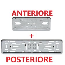 PORTATARGA ANTERIORE E POSTERIORE AUTO KIT UNIVERSALE IN ABS CROMATO + VITI 