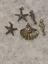 Lot of Sea Charms Seahorse Shells Star Fish Gold  Silver Tone