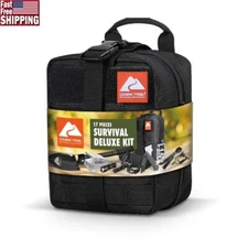 17PC Survival Kit Flashlight Knife Fire Starters Emergency Gear Camping Hiking