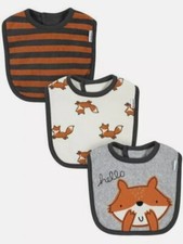 Gerber - Cotton 3 bibs - "Hello" fox stripes NWT