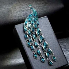 Rhinestone Elegant Peacock Brooches for Women Animal Design Party Wedding Pin