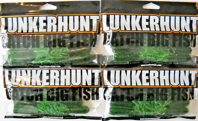 Lot of 4 LUNKERHUNT 4'' SPICY TUBE in WATERMELON SEED color
